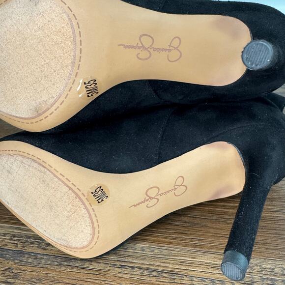 Jessica Simpson JS-Lalie 5M Black Supreme Microsuede slouch stiletto heel bootie - Picture 2 of 7